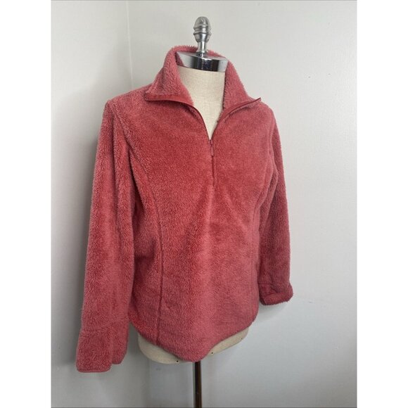LL Bean Fleece Shirt Sweatshirt 1/4 Zip Pink Top Womens M Long Sleeve - Picture 4 of 7